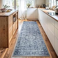 Vista 103 de Bloom Rugs Alfombra de pasillo lavable antideslizante de 7 pies – Beige/Gris Camino tradicional para entrada, pasillo, baño y cocina
