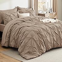 Vista 56 de Bedsure Juego de ropa de cama con edredón tamaño King Beige - Juego de ropa de cama en una bolsa de 7 piezas, juego de regalo GentleSoft™ con diseño