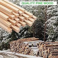 Vista 5 de Tacos de madera para manualidades de 1/2 x 6 pulgadas, 50 varillas cuadradas de madera, palos de madera sin terminar, pequeñas tiras de madera