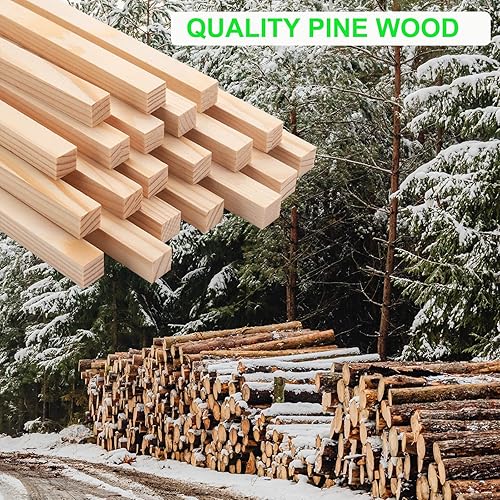 Miniatura 5 de Varillas de Clavija Cuadradas de Madera, 20 Piezas de 12" x 12" Varillas de Clavija Cuadradas de Madera, Palos de Madera para Manualidades, Palos de