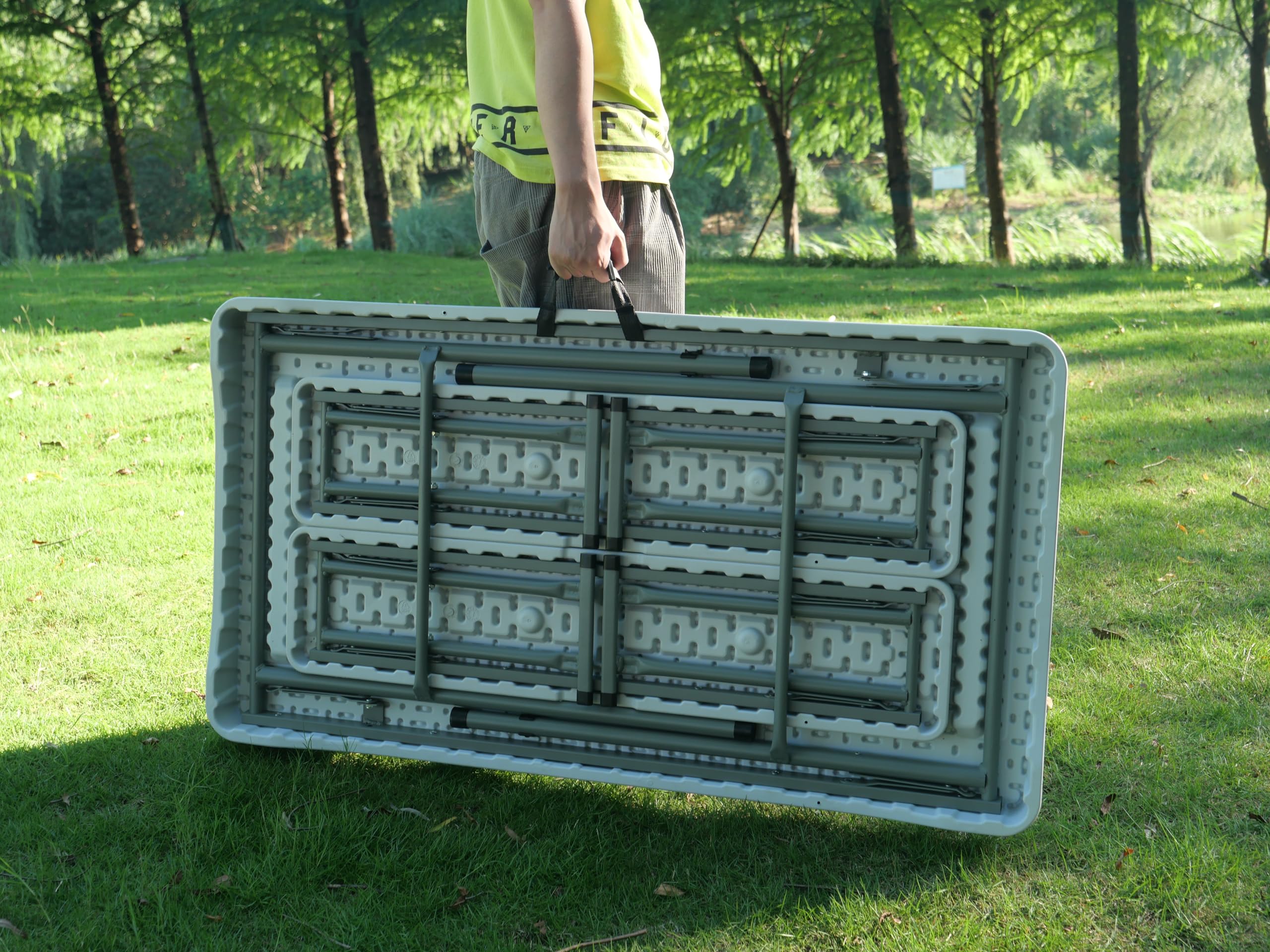 KG KITGARDEN - Set Picnic Mesa Plegable + 2 Bancos, 113x62x71cm, Blanco - Folding Picnic