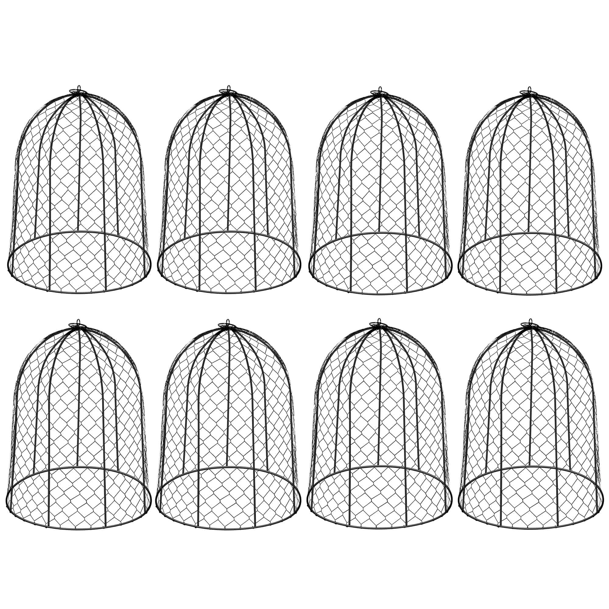 TAOMENNI (8 Packs) 12.4" Diameter x 15.7" Height Heavy Chicken Wire Cloche, Garden Cloche and Plant Protectors, Sturdy and Durable - Black