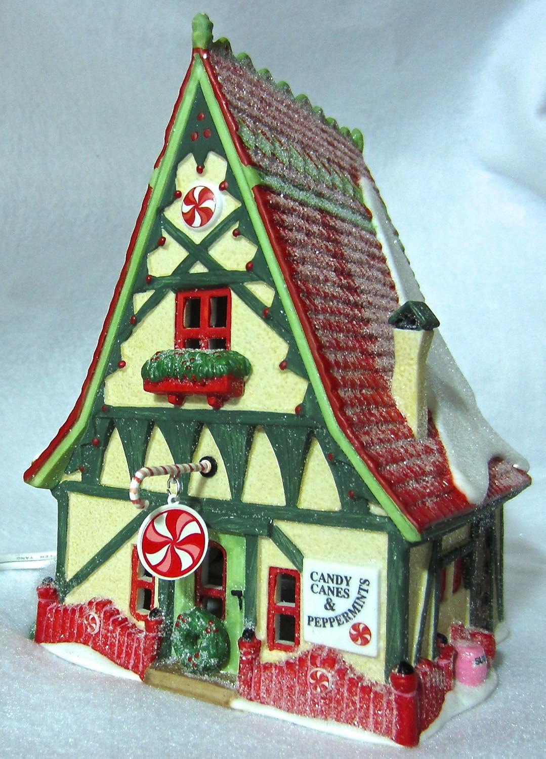 North Pole Series Lighted "Candy Cane & Peppermint Shop" Handpainted Porcelain