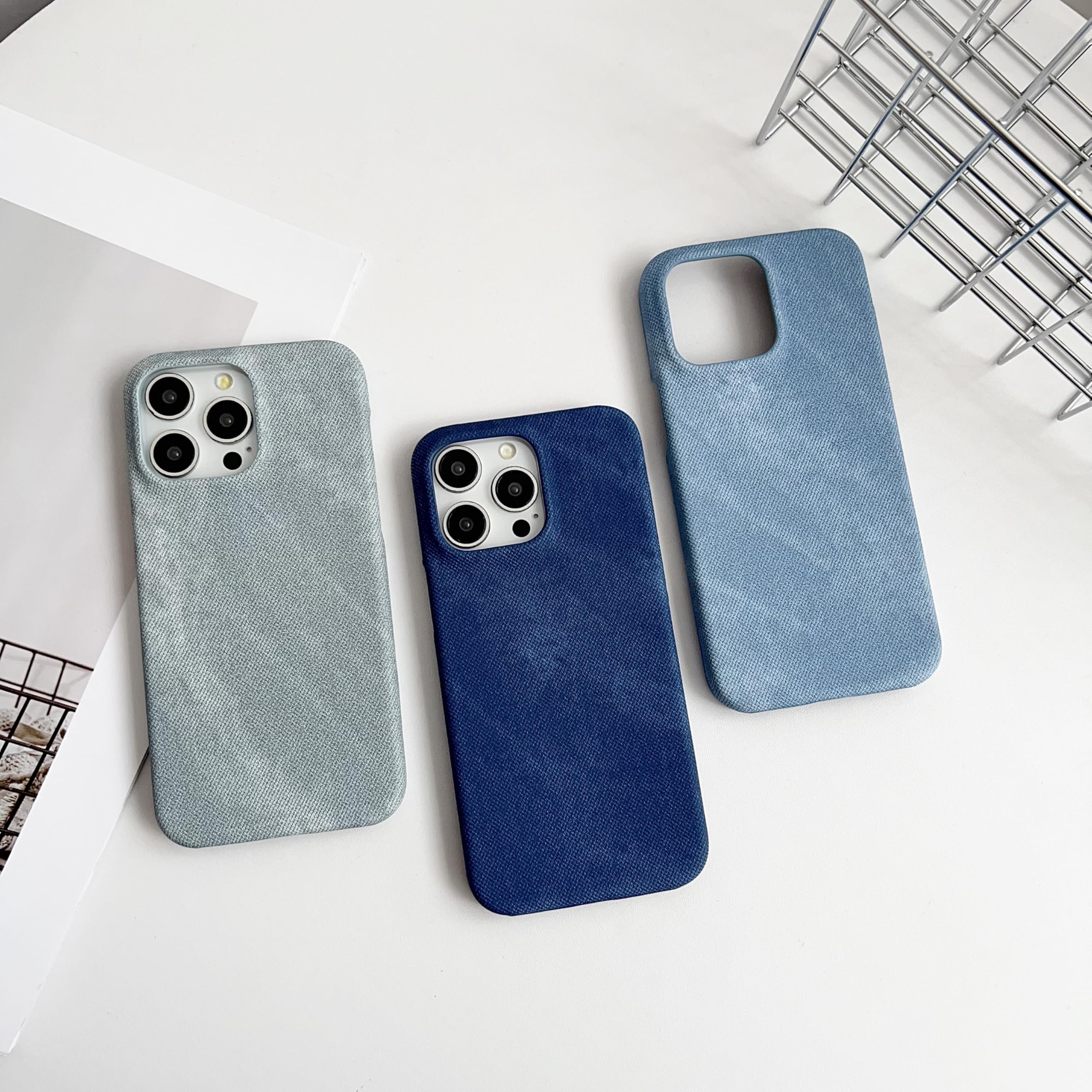 【Iphone15】デニム生地のスマホケース　ブルー Amazon.co.jp: iPhone 15用ケース、デニム生地指紋防止携帯電話ケース