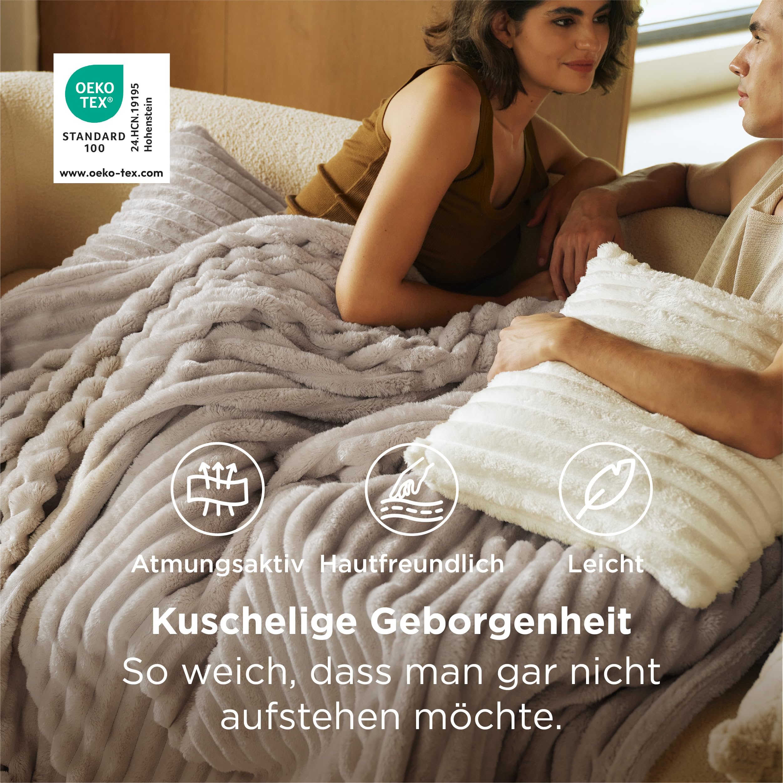 Bedsure Grande Couverture Douillette En Polaire, Jeté Pour Lit, Canapé, Douce, Chaude, Bleu Clair, 150 X 200 Cm