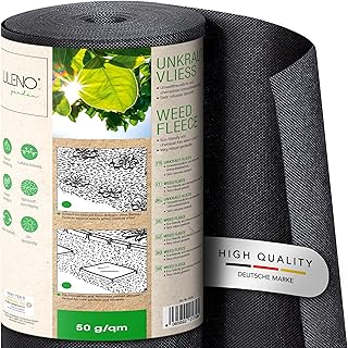 LILENO HOME 50m² Unkrautvlies Gartenvlies gegen Unkraut [50 g/qm] - Garten Unkrautfolie Wasserdurchlässig – Reißfestes Unkraut-Flies – Unkrautflies UV-beständig [1m x 50m]