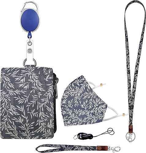 Generic Funda de identificación con cremallera, cordón y pulsera, soporte para tarjeta de identificación con máscara para oficina y escuela (hojas