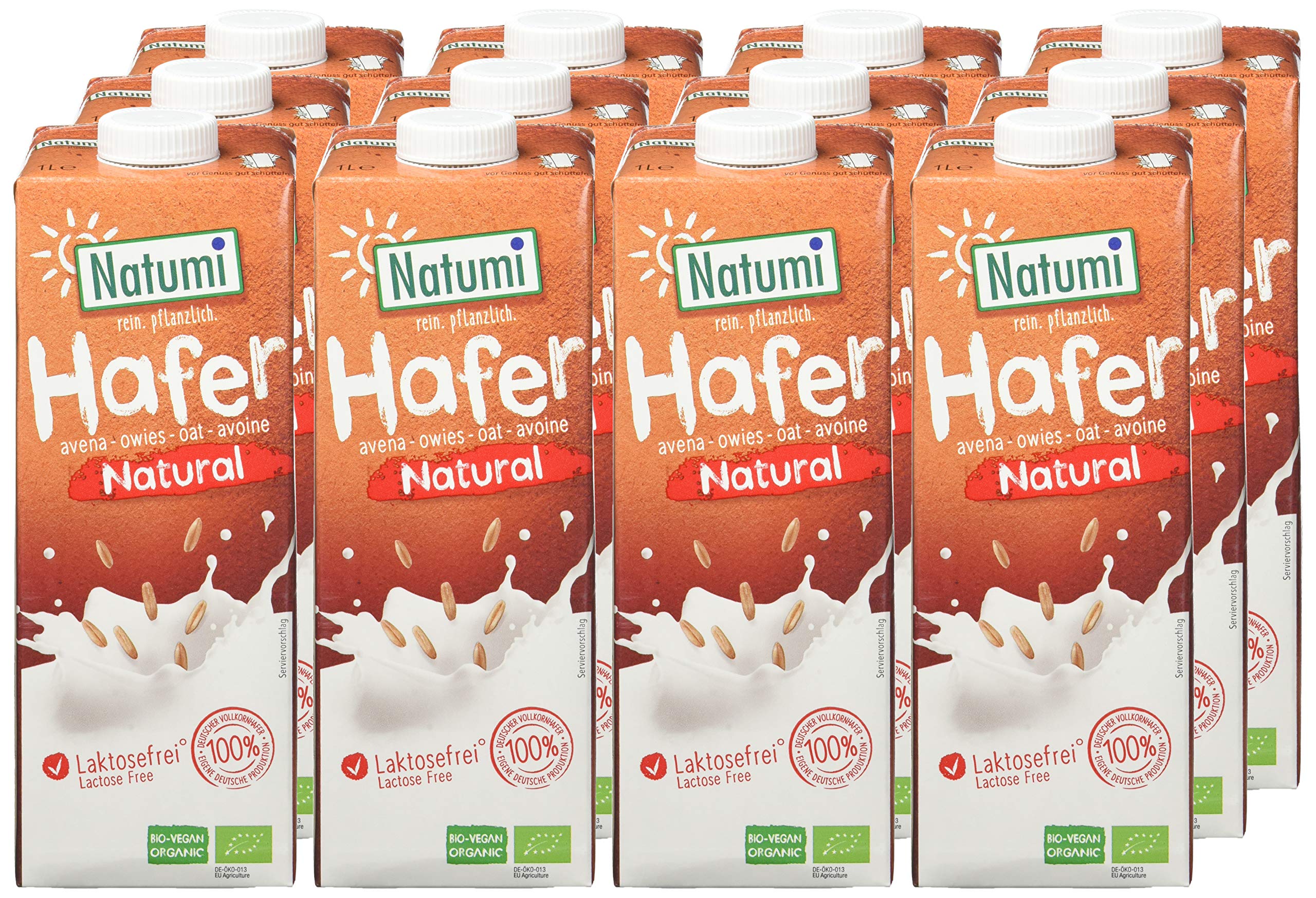 Natumi Haferdrink Natural Ungesüßt, Hafer Drink zum Backen Kochen, Neutral, 1000 ml (12er Pack)