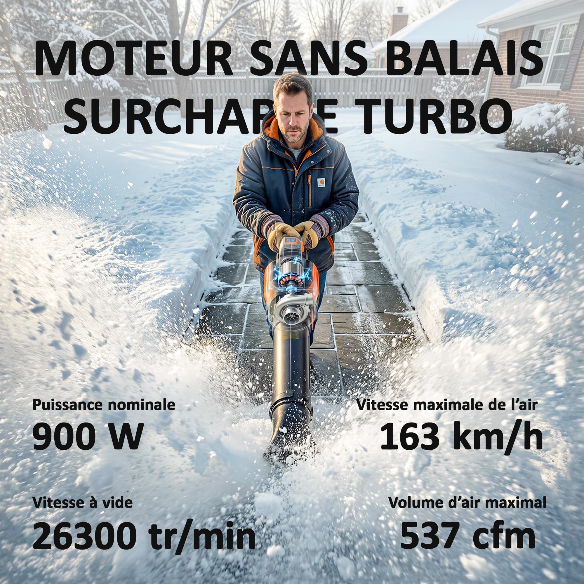 Outsunny Souffleur de Feuilles sans Fil Moteur Brushless Orange et Noir