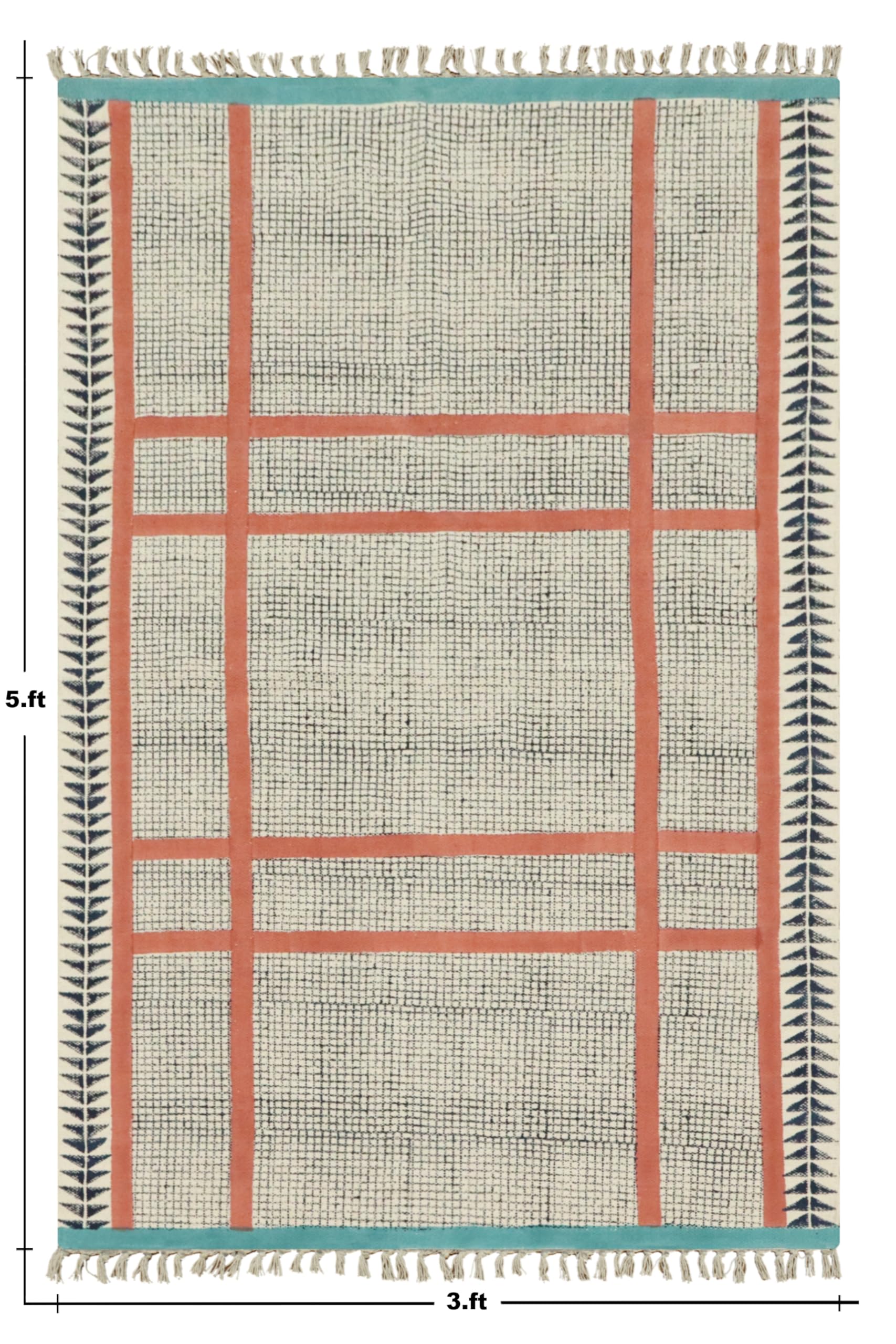 Kilim Tapis carré à rayures de 0,5 cm d'épaisseur en coton imprimé à la main pour intérieur et extérieur, cuisine, balcon, yoga, 0,5 cm d'épaisseur