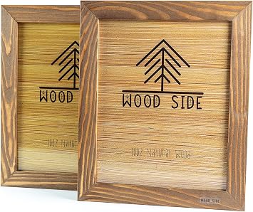 Rustic Wooden Picture Frame 5x7 Inch - Set of 2 - Natural Distressed Wood with Real Glass for Wall and Table Top Display - Walnut
