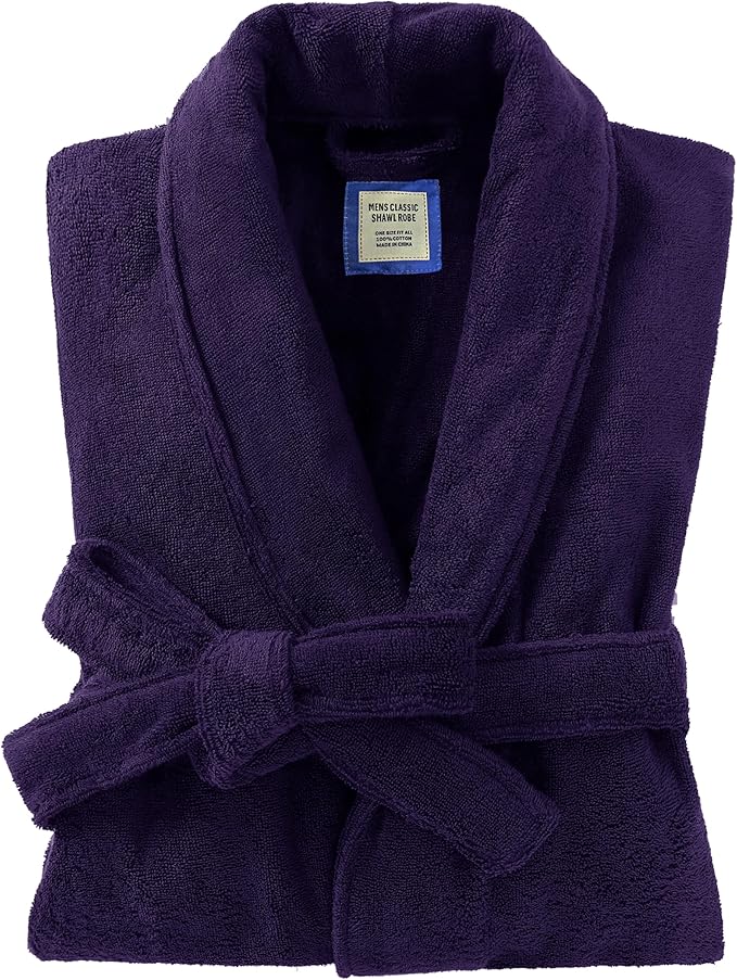 Men's Robe,Pure Cotton Robe for Men,Absorbent Bathrobe,Luxurious Terry Cloth Bathrobe with Shawl Collar