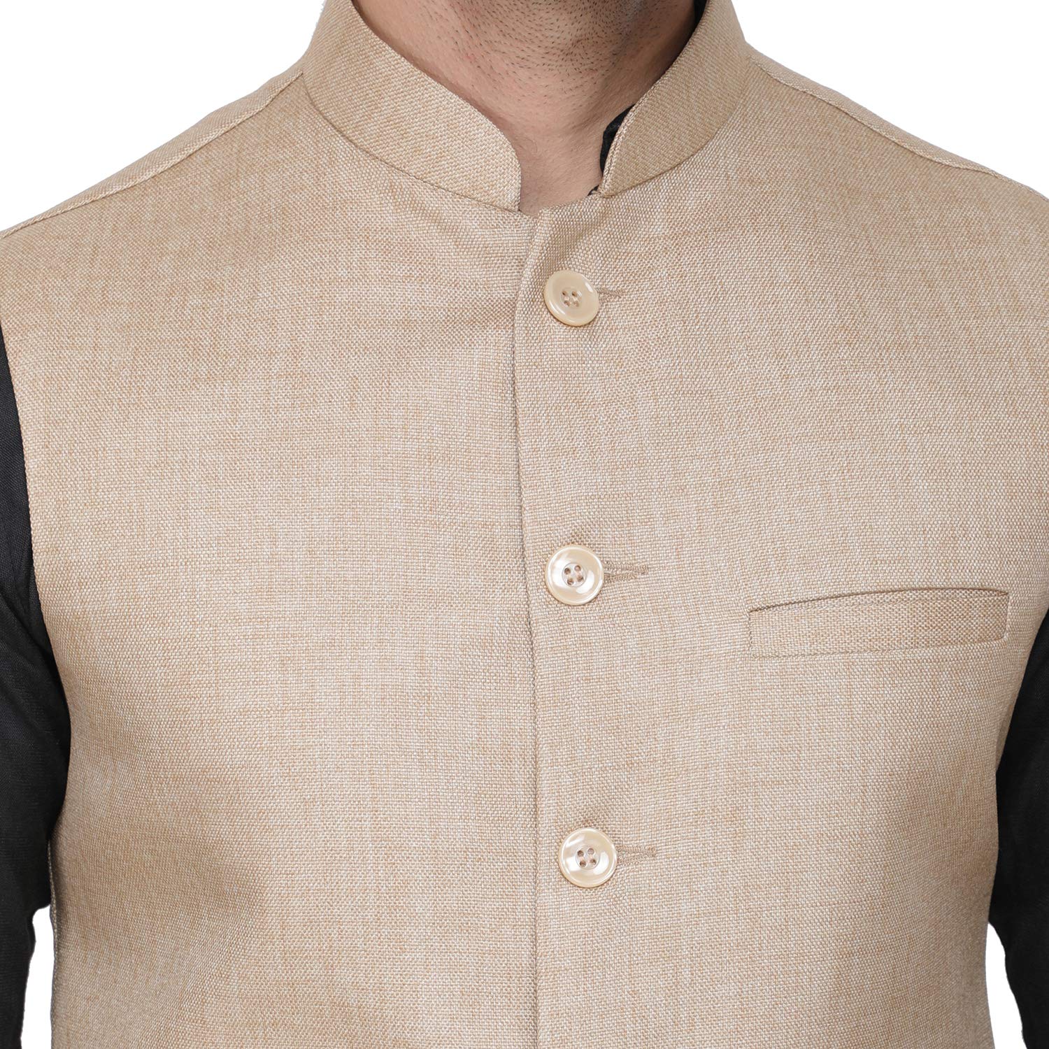 Badoliya & Sons Men's Designer Jute Nehru Jacket/Waist Coat (Beige, 40) - Image 5 thumbnail