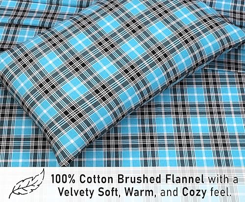 Miniatura 5 de RUVANTI Sábanas de franela de tamaño matrimonial, juego de sábanas de 100% algodón doble cepillado, bolsillos profundos de 16 pulgadas, sábanas