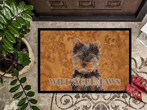 Miniatura 2 de Caroline's Treasures KJ1223MAT Yorkie Puppy/Yorkshire Terrier Wipe Your Paws - Tapete para puerta delantera, 18 x 27 pulgadas, tapete para