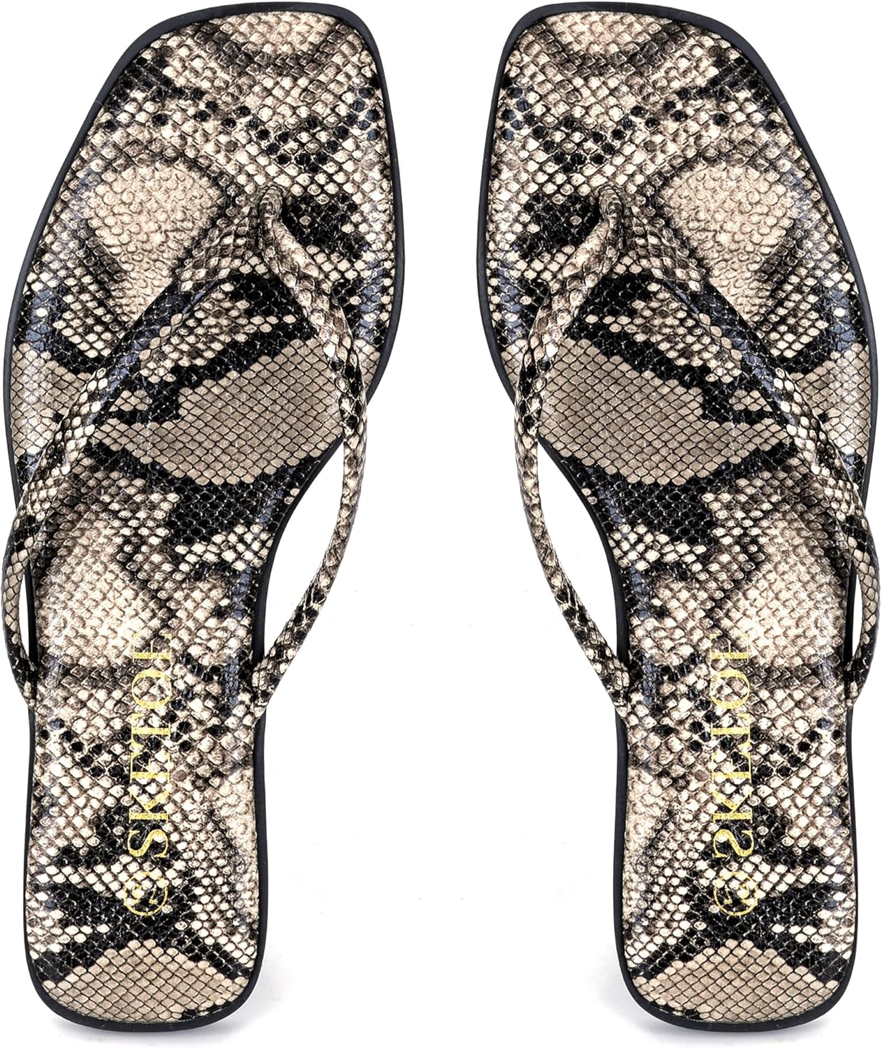 Flip Flops for Women Square Toe Flat Sandals for Women Comfortable Thong Sandals Vegan Leather Flip Flops Lightweight Summer Beach Sandals Dressy Vacation Essentials Slides - Image 4