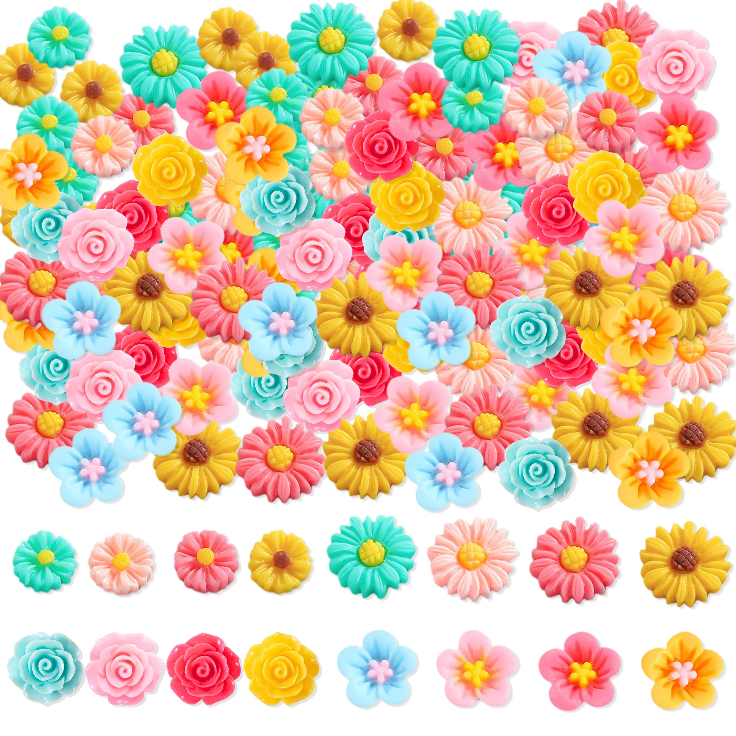 50 Ciondoli Fiocco In Resina Retro Piatto: Ideali Per Scrapbooking E Fai Da Te (5 Colori Misti)