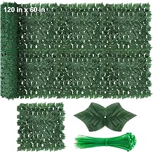 Artificial Ivy Privacy Fence Screen - 120''L x 60''W Greenery Wall Panels for Outdoor Fence, Balcony, Patio or Garden Decor, Dense Green Backdrop Panel, Faux Grass Panels with Zip Ties