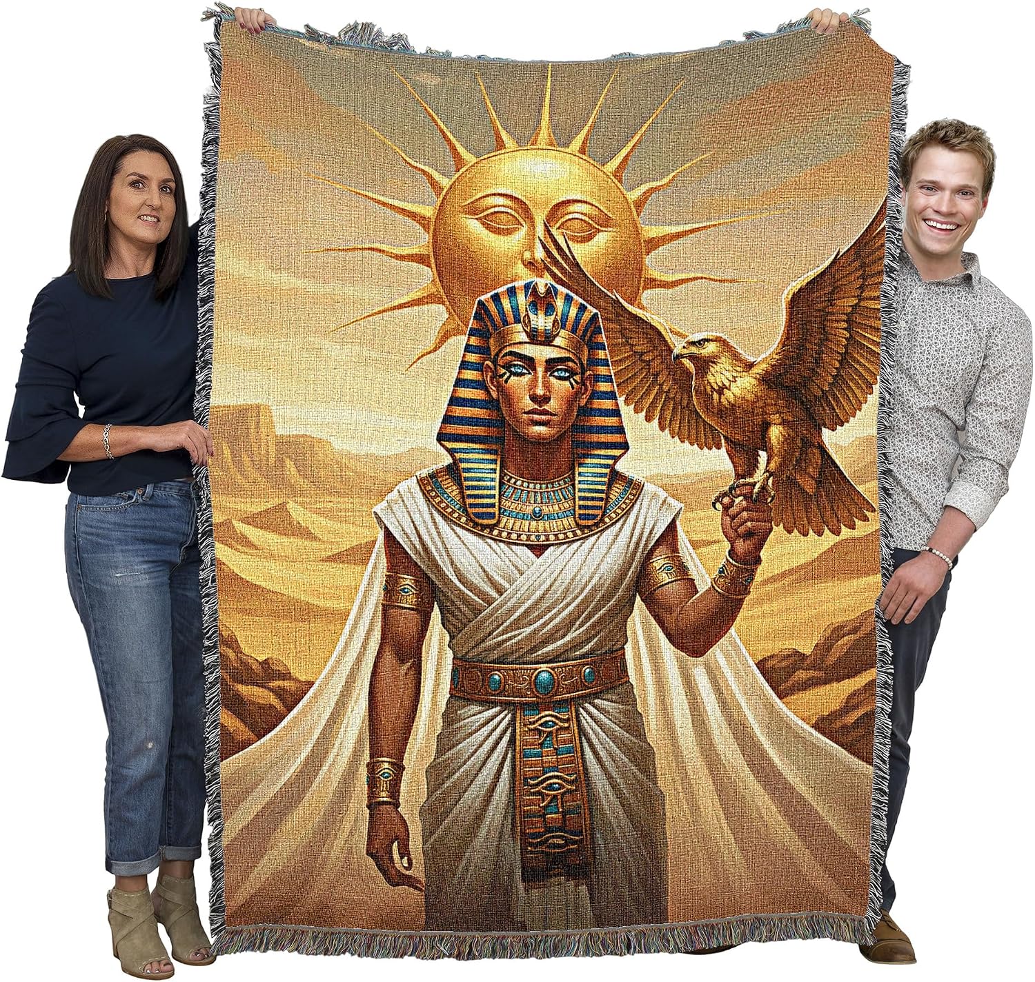 Pure Country Weavers Golden Wings -Tapestry Throw Blanket Woven from Cotton - Made in The USA (72x54)