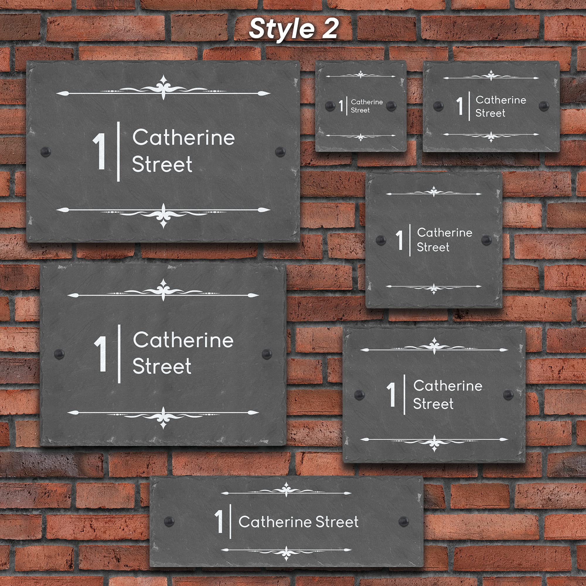 Active Window Films Rustic Natural Slate House Gate Sign Plaque Door Number Personalised Name Plate (Style 2)