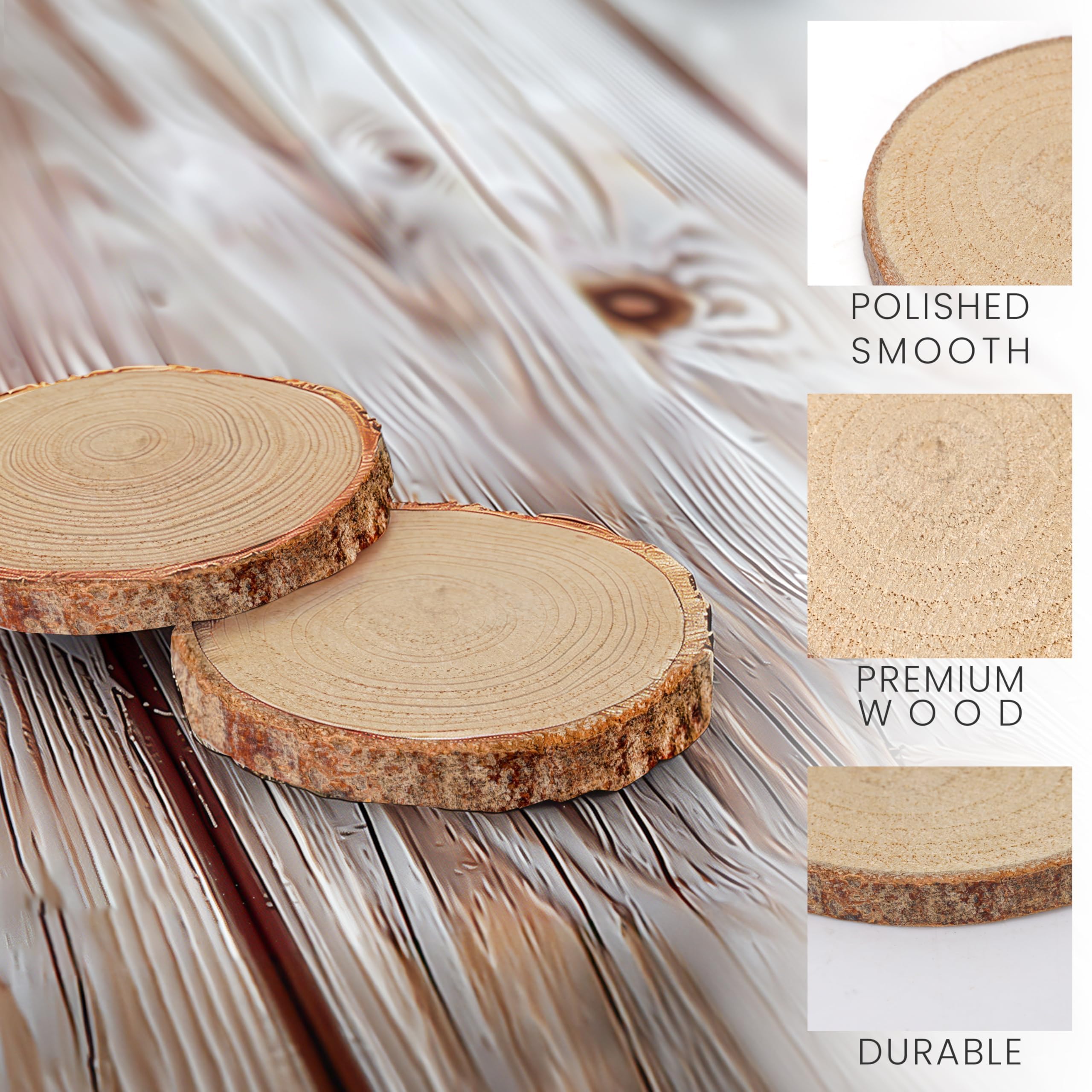 Lot De 50 Rondelles De Bois Brut Naturel - Diamètre 6-7 Cm, Avec écorce - Pour Artisanat, Décoration