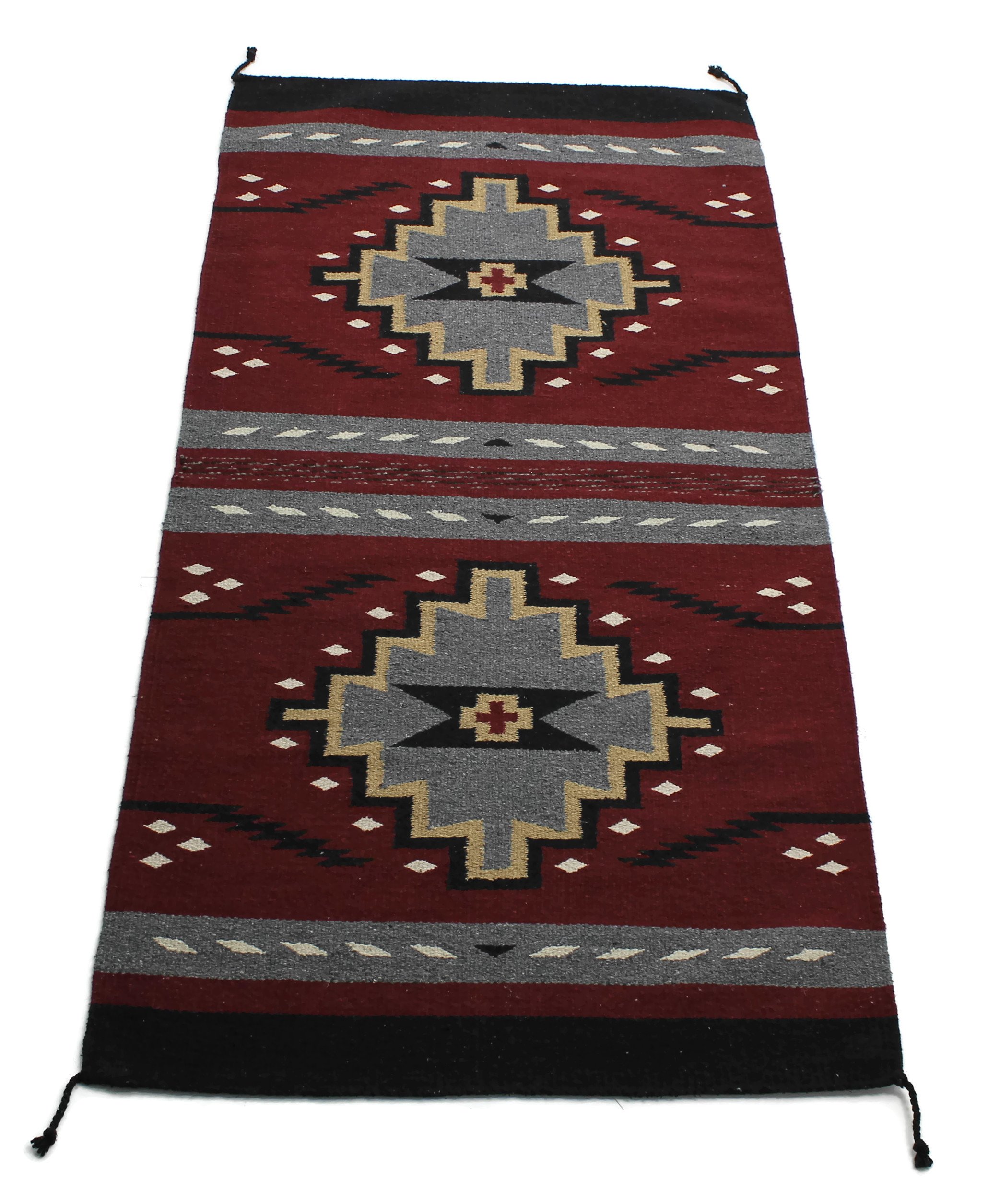 Onyx ArrowBoho Southwest Area Rug - Washable Bohemian Runner - Western Carpet - Rustic Rugs for Living Room, Outdoor Area, Bedroom, Kitchen & More (Pueblo Pattern, Burgundy/Gray, 32 x 64 Inches)