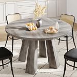 IDEALHOUSE Dining Table, Kitchen Table, Round Table for Kitchen, Round Dining Table for Dining Room, Grey(Table Only, 47 Inch)