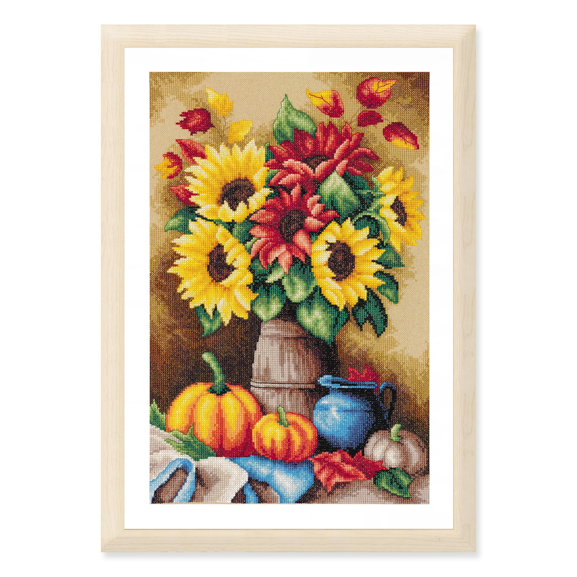 Lanarte Kit Punto Croce Contato NATURA MORTA AUTUNNALE Decorativi Per Pareti ca. 26 x 39 cm Set Fai Da Te Creativo Adulti Ricamo Casa Decor Arte Da Parete Kit Per Hobby Cross Stitch