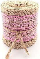 Vista 2 de Cinta de arpillera natural LWR CRAFTS con encaje (Rosa)