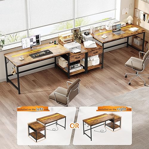 Miniatura 6 de Escritorio para Computadora de 48.1 Pulgadas, Escritorio de Oficina Reversible con Luces LED y Tomas de Corriente, Escritorio de Escritura con