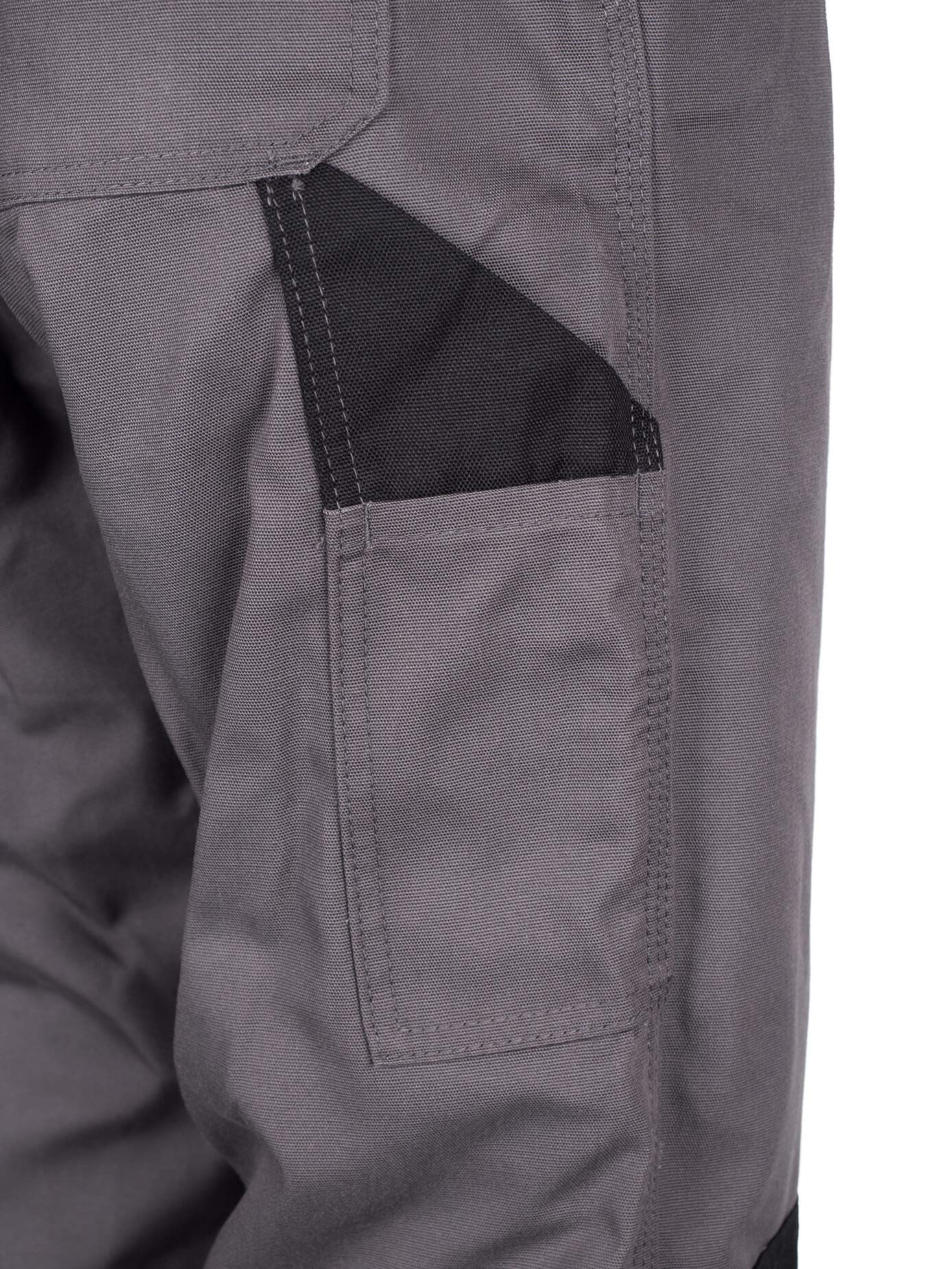 TMG® | Lange Arbeitslatzhose Herren, Graue Latzhose mit Kniepolstertaschen aus Cordura, viel Stauraum, robust | 76