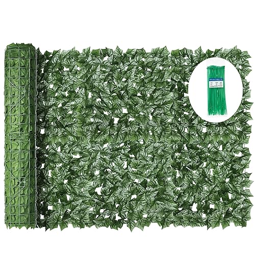KASZOO Artificial Ivy Privacy Fence Screen, 120x40in Artificial Faux Privacy Fence Artificial Hedge Fence Panel Balcony Privacy Screen Decoration for Patio, Balcony, Wall, Backyard Indoor Outdoor - 120x40in - Green