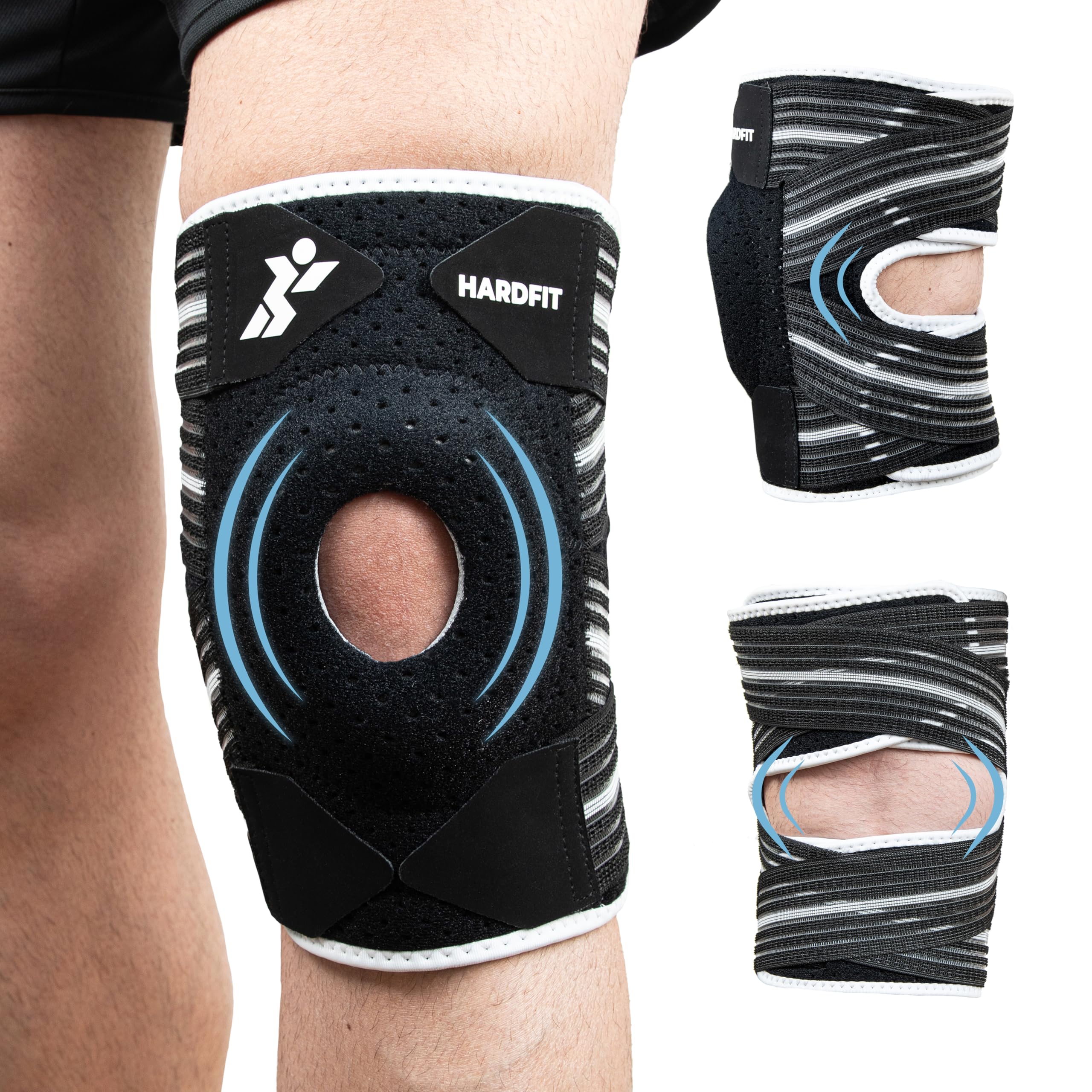 HARDFIT Ginocchiera per Artrosi Ginocchio a Fasce Regolabili - Ginocchiera Ortopedica Sportiva a Legamenti Liberi - Tutore Ginocchio Menisco e Rotula