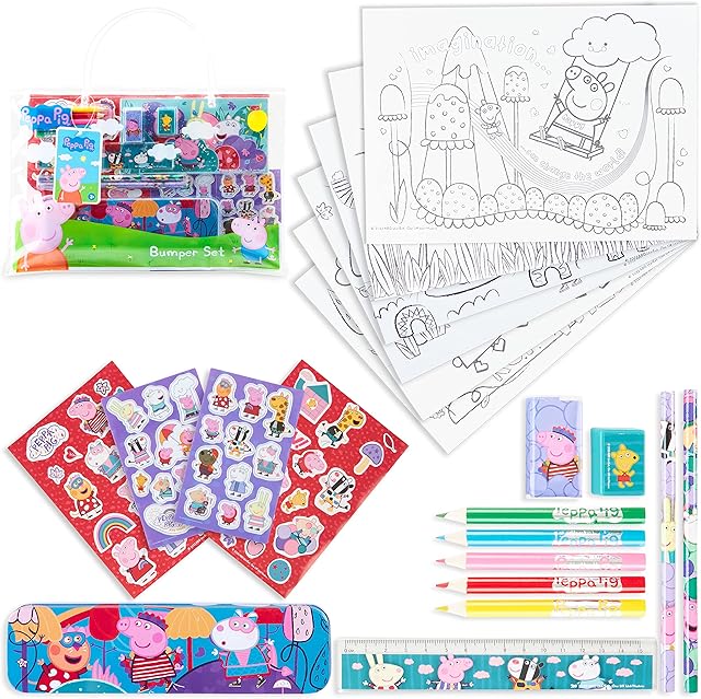 Peppa Pig Colouring Set Drawing Activity Set Stationery Stickers Colouring Sheets