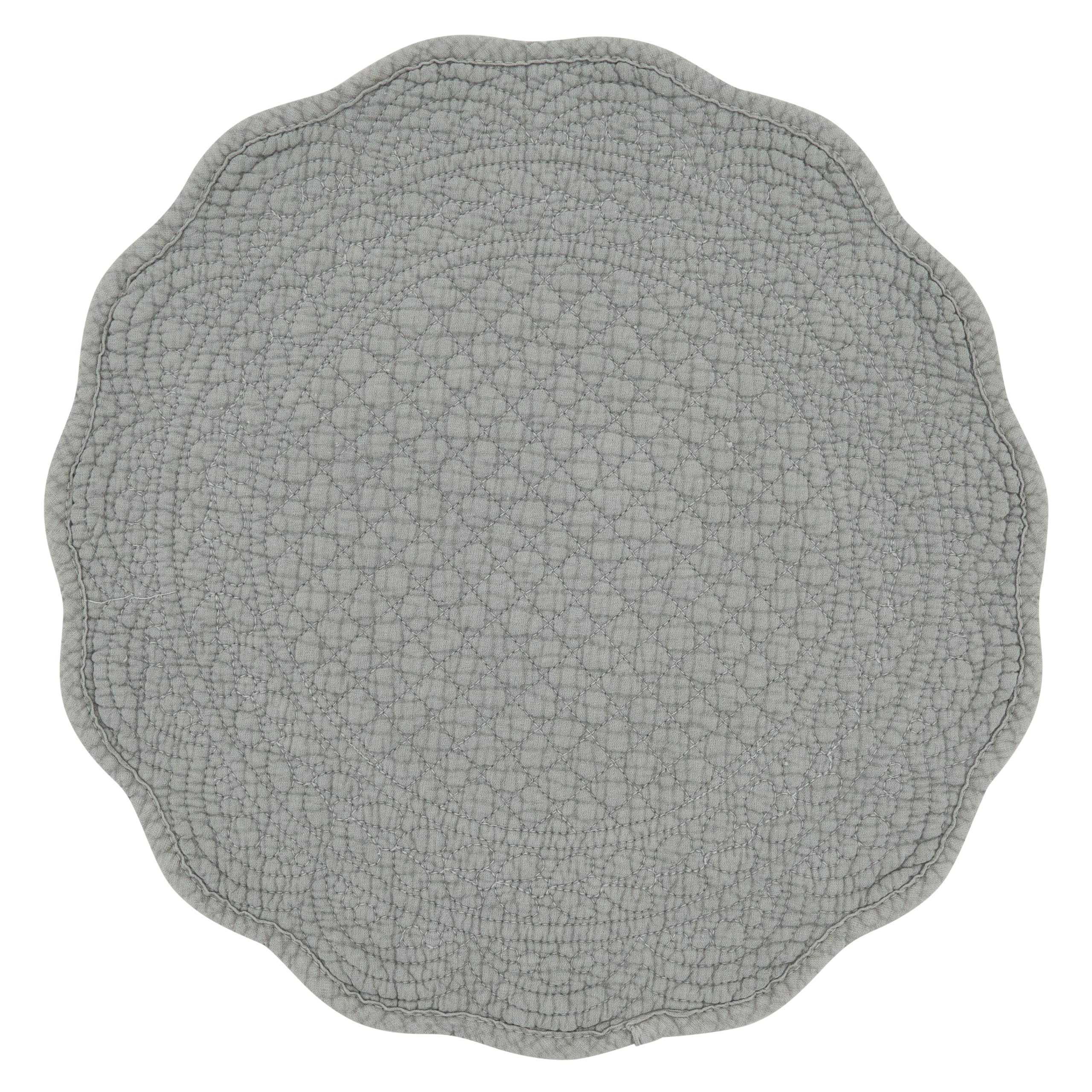 SARO Lifestyle Lot de 4 Sets de Table matelassés en Coton – Sets de Table de Style Cottage pour Salle à Manger Quotidienne, Tables superposées et Divertissement décontracté, 33 cm, Bleu-Gris