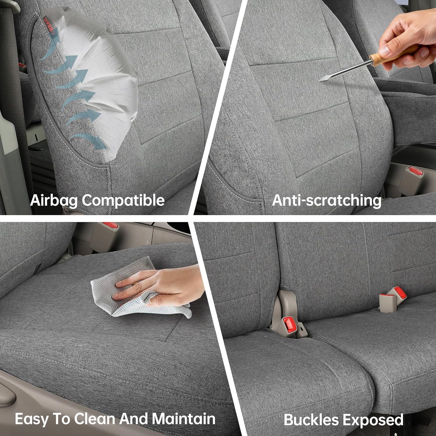 coverdream Sienna Car Seat Covers Custom Fit for 2011-2020 Toyota Sienna SE,LE,XLE,SE Premium,XLE Premium,8-Seater,Full Coverage,Airbag Compatible Polyester Auto Seat Protector (Full Set,Gray)