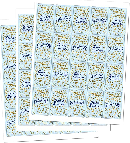 Miniatura 3 de Envoltura de barra de caramelo en miniatura de cumpleaños número 16 (juego de 60), dulces 16 mini calcomanías de barra de caramelo, dulces dieciséis
