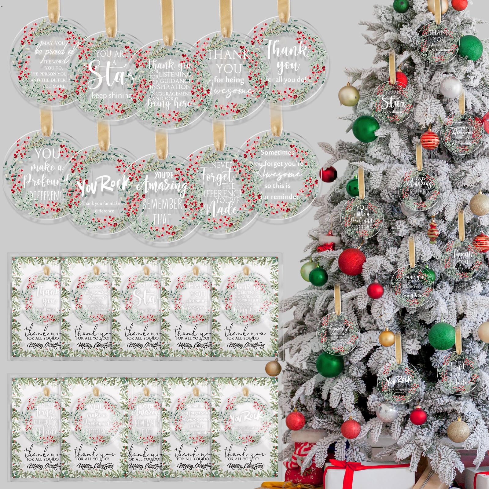 Décoration de Noël en acrylique Kasyat : 50 cadeaux de remerciement pour collègues et équipe