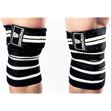 Knee Wraps for Weightlifting. Heavy Duty Wraps with 78 inches extended length. Knee Wraps for Squats, Powerlifting, Bodybuilding & Leg Press. Knee Wrap for men & women Pair