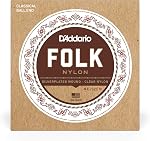 D'Addario Folk Nylon Classical Acoustic Guitar Strings, Silverplated Wound, EJ32C, Ball End, Clear-Nylon, 6-String Set, Pack of 1