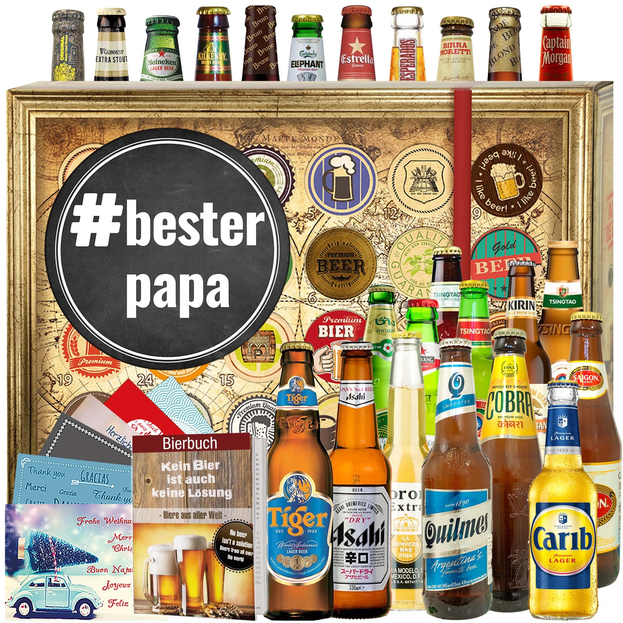 BesterPapa - Vater Geschenke Geburtstag - 24x Bier aus aller Welt - Bier Adventskalender 2024 2025 Männer