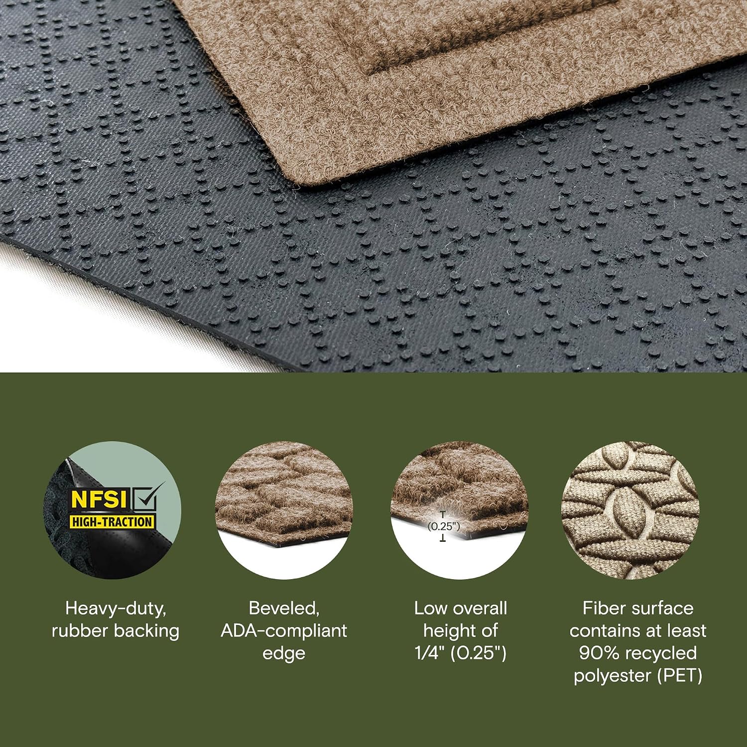 WaterHog Ellipse Indoor Outdoor Stair Treads, All-Weather Stair Runner | Absorbent Outdoor Step Mats with Rubber Backing, Dirt & Moisture Trapper, Easy Clean, Made in USA, 8.5"x30", Camel, 4pcs