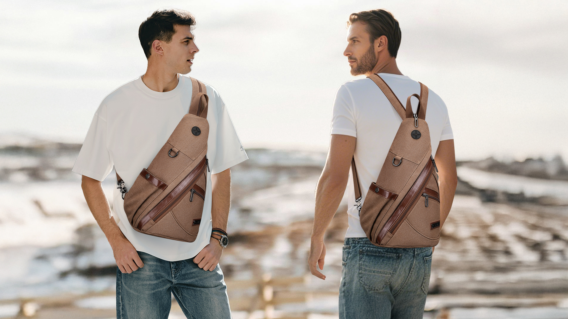 Amazon.com | WITZMAN Canvas Sling Bag for Men Women Convertible