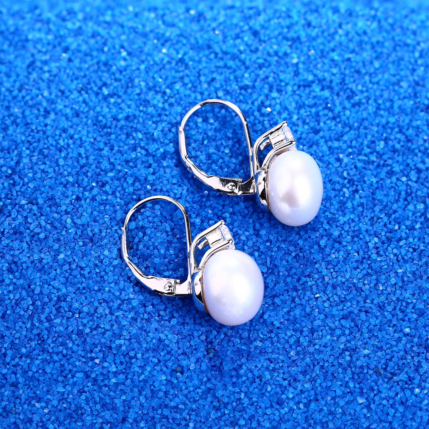 JO WISDOM Perlenohrringe Silber 925 Damen,echt Süßwasserperle Ohrringe mit 8mm / 10mm Perlen und Zirkonia,Schmuck für Frauen