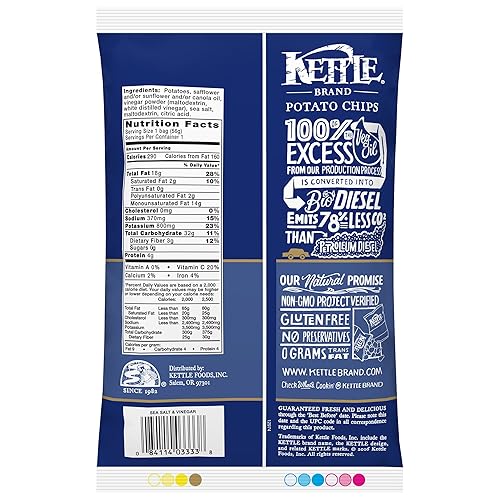 Miniatura 4 de Kettle Brand Papas fritas, sal marina y bolsas de vinagre, 2 onzas (paquete de 24)