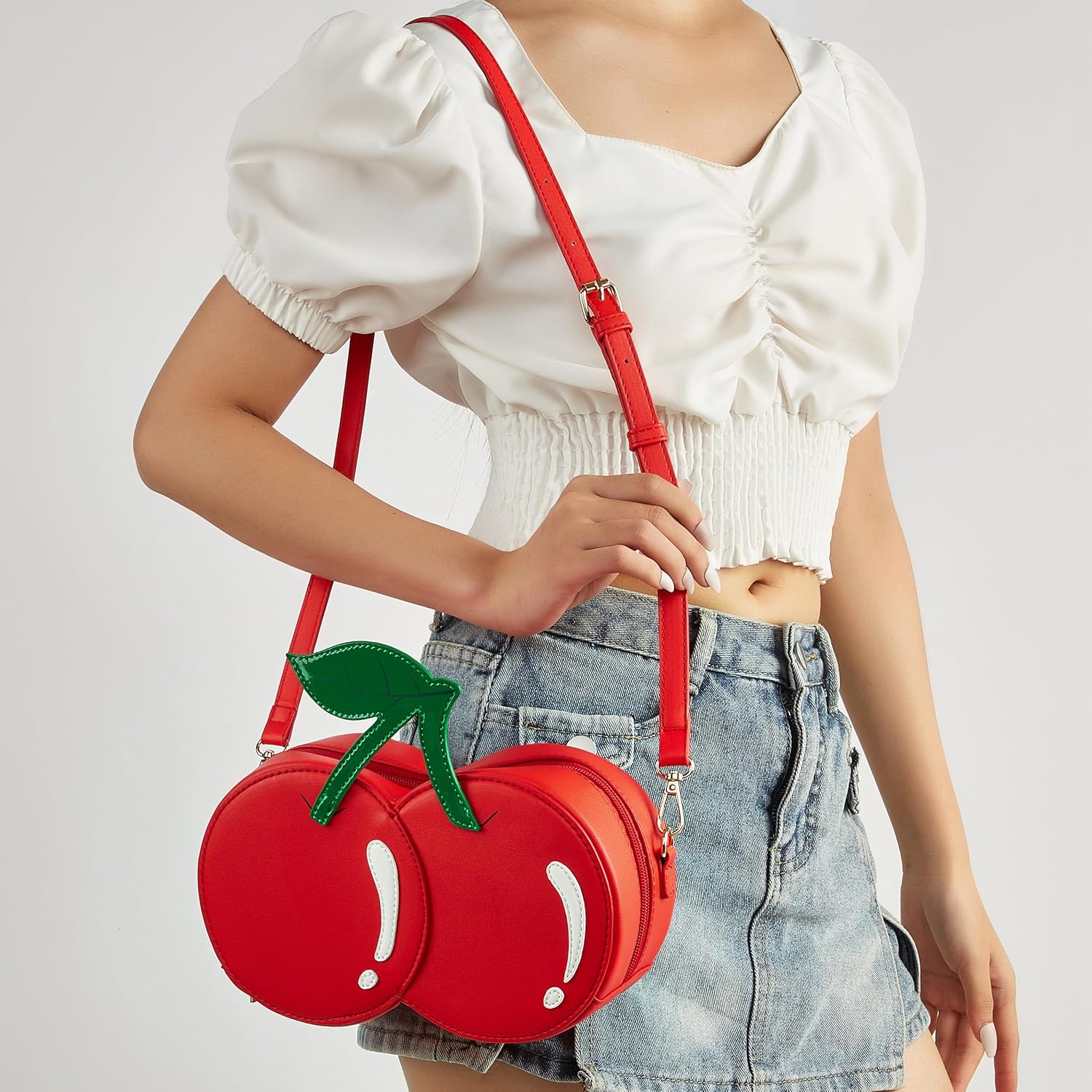 Novelty Cherry Shaped Purse Fun Fruit Shaped Handbags for Women Cute Shoulder Crossbody Bag
