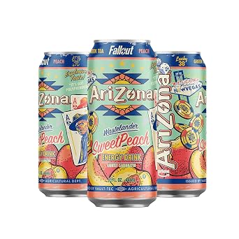 AriZona x Fallout Energy Drink - Sweet Peach Green Tea - 15 fl oz (12 Pack)