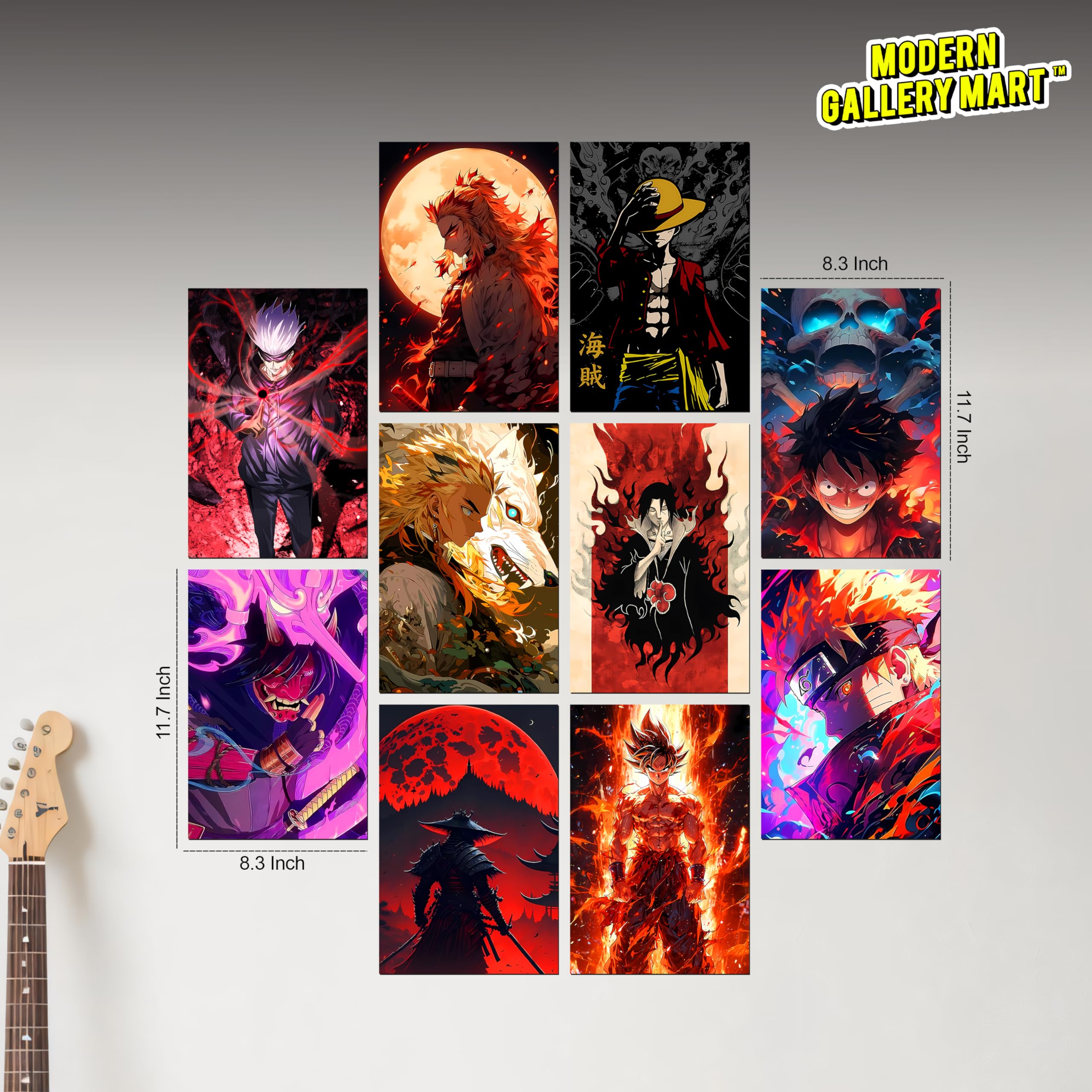 MODERN GALLERY MART Pack of 10 Anime Posters – A4 Size (8.3 x 11.7 inch) | Aesthetic Wall Art Prints for Bedroom, Living Room, Office & Gift (ANIME_1) 2