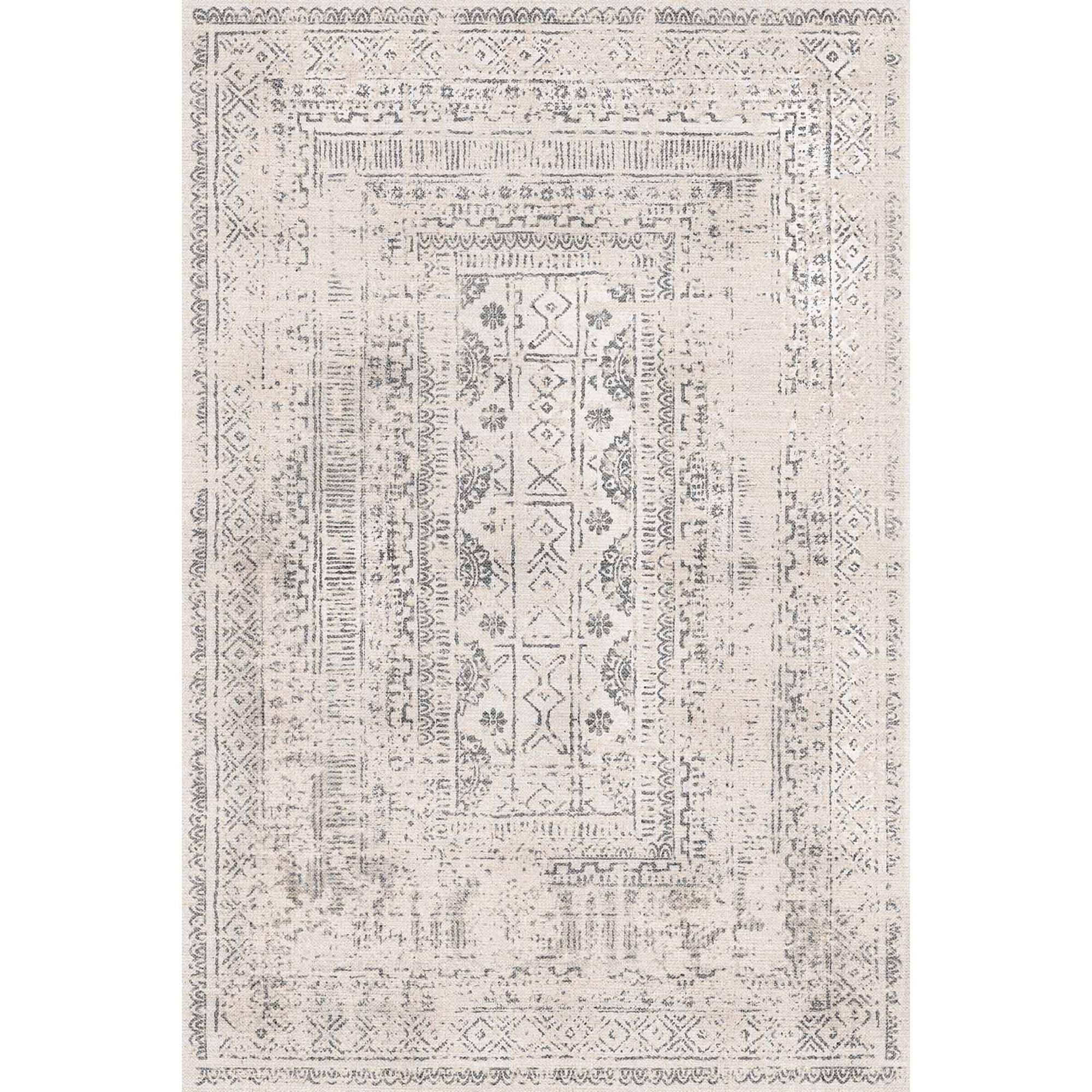 Latte Dizayn Duncan Vintage Desenli Şönil Pamuk Tabanlı Yıkanabilir Kaymaz Antibakteriyel Salon Halısı 200x250