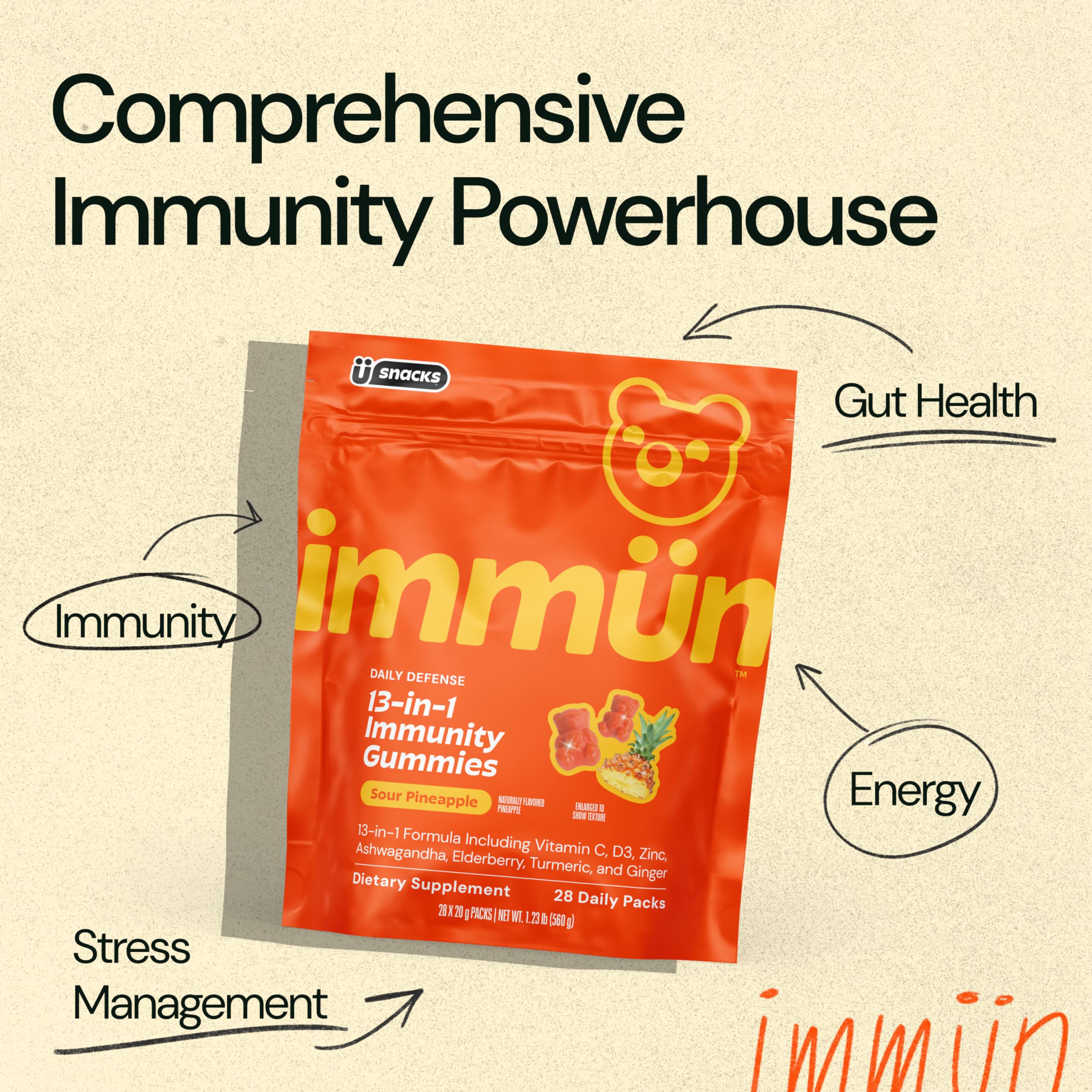Grüns Immun Immunity Gummies with Vitamin C, Daily Immune Support, 28 ct — Amazon image 2